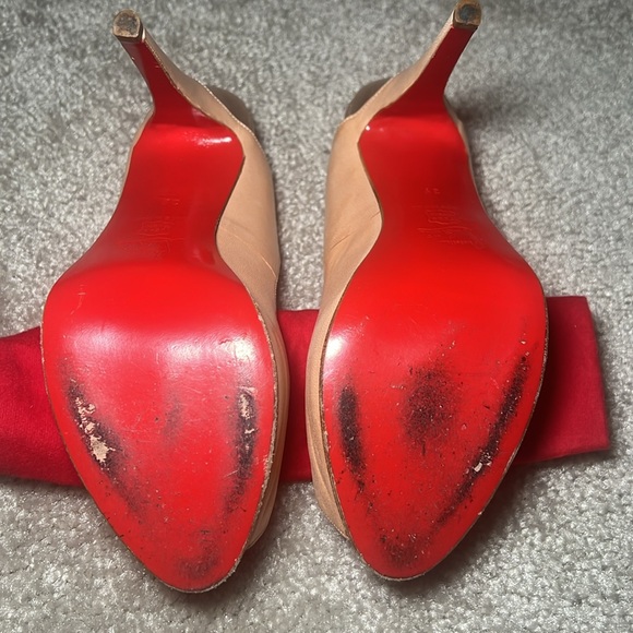 RARE Preloved Christian Louboutin Peep toe slingback in Blush leather 39 - Picture 9 of 9